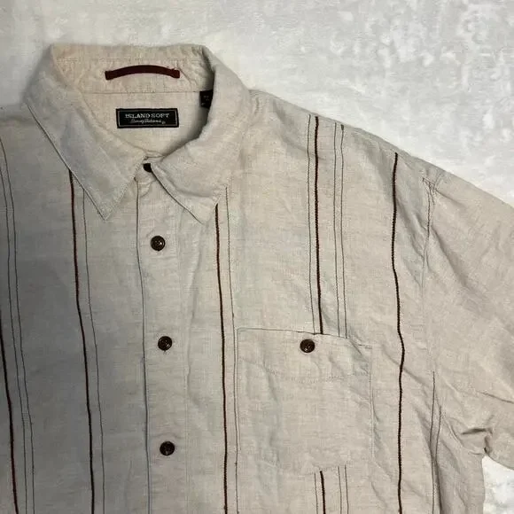 Tommy Bahama Island Soft Linen Shirt Mens M Button Up Long Sleeve Brown Beach - Picture 1 of 8